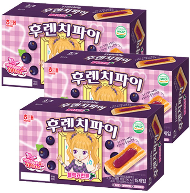 해태제과 후렌치파이 블랙커런트, 192g, 3개