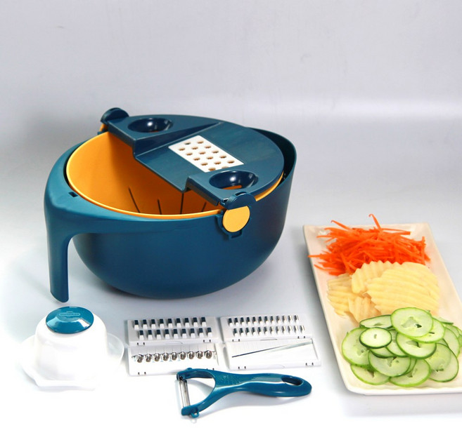 리빙글로리 멀티채칼 & 드레인 바스켓 블루 옐로우 1개