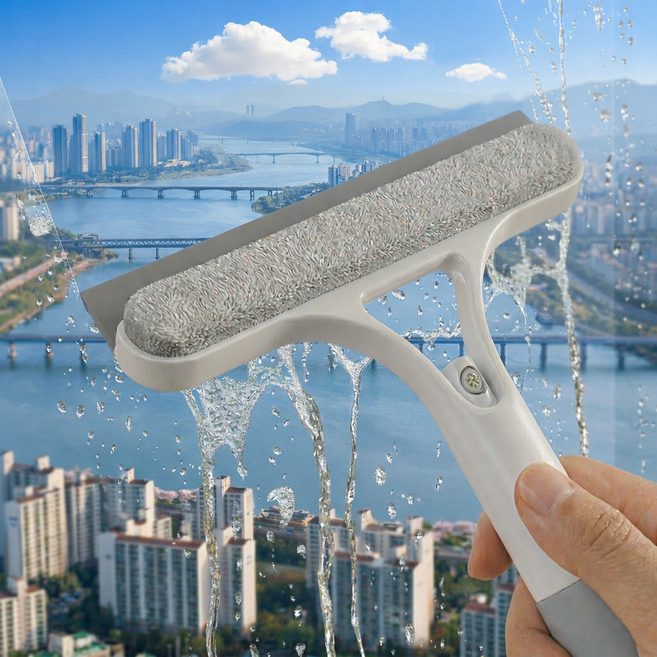 리노이 강력밀착 얼룩제거 물분사 경량 창문닦이, 화이트, 1개