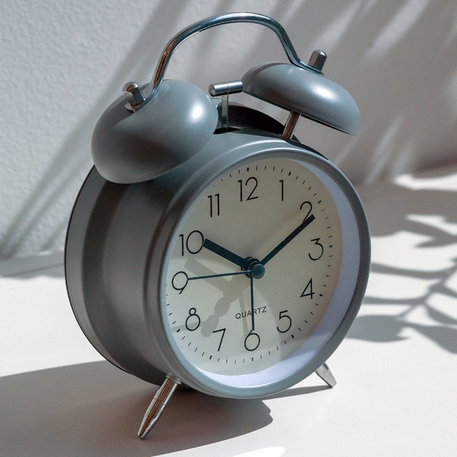 파카이 시끄러운 자명종 탁상 시계 이케아 인테리어 알람시계, 그레이
