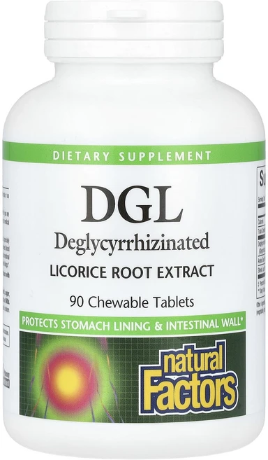 Natural Factors DGL 글리시리진을 제거한 감초뿌리 추출물 츄어블 정 90정, NaturalFactorsDGL글리시리진을제거한감초뿌리, 1개 - 쿠팡