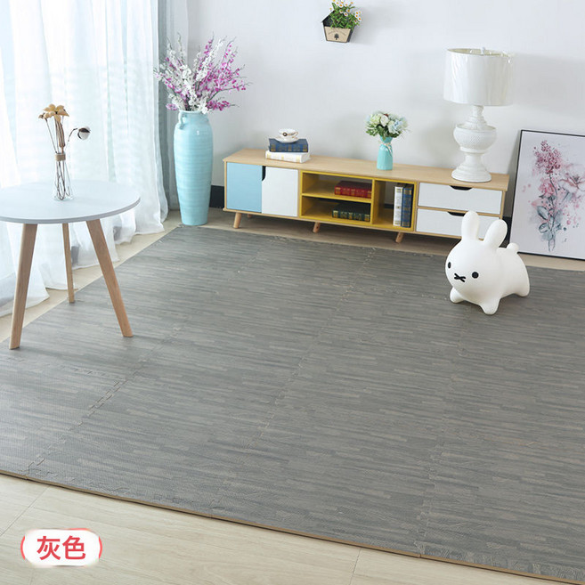 DIU 寶寶拼接爬爬墊家用木紋泡沫地板墊加厚臥室拼圖海綿墊60*60, 1個, 灰色木紋