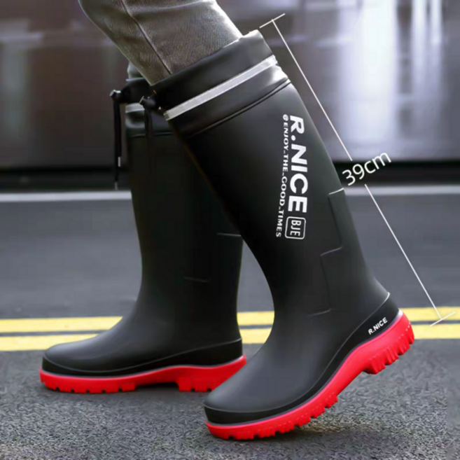 TIMEPURE 남성용 수축형 하이 레인부츠 미끄럼방지 방수 장화 낚시 배달기사 작업화 전용 고무신
