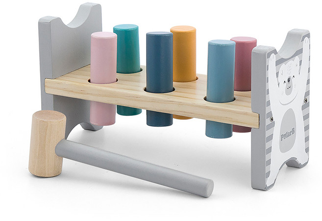 폴라비 북극곰 유아 원목 망치 놀이 장난감, 1개, 1개