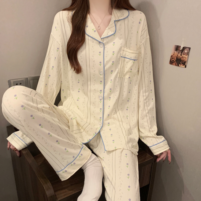 NUNUHANA 여성용 긴팔 홈웨어 잠옷 상하의 세트