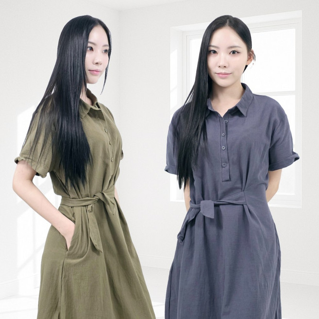 프릴린 여성 5버튼 린넨원피스 여름원피스 동탄미시룩 하객룩 빅사이즈