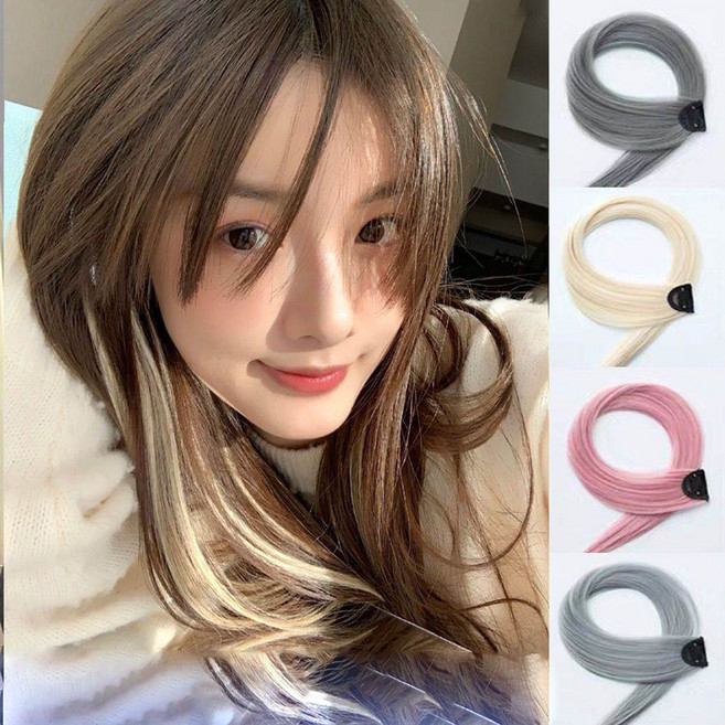 2P/4P 브릿지 부분가발 헤어피스 애쉬 포인트 똑딱이 핀 고정 가발, 2개, 04.라이트브라운