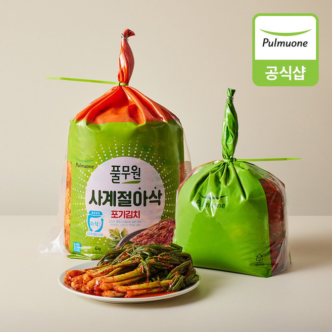 [풀무원] [생산직송] 사계절아삭포기김치4kg+파김치2kg, 포기김치 4kg+파김치 2kg, 1개