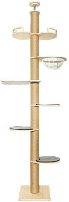 파파펫 6단 대형 원목 고양이 타워 캣폴 방석세트 전망대 해먹 고양이 캣타워 먼치킨 켓타워, 1개