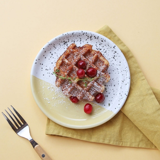 아르딘 에센셜 마블 원형 접시 7인치 도자기 카페 브런치 플레이트, 웨일 블루, 1개