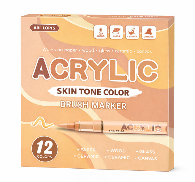 미니플 블렌딩 컬러 아크릴 마카펜, 12개, 스킨