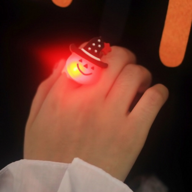 23 할로윈 선물 사탕 바구니, 1개, 33_LED 호박모자 반지