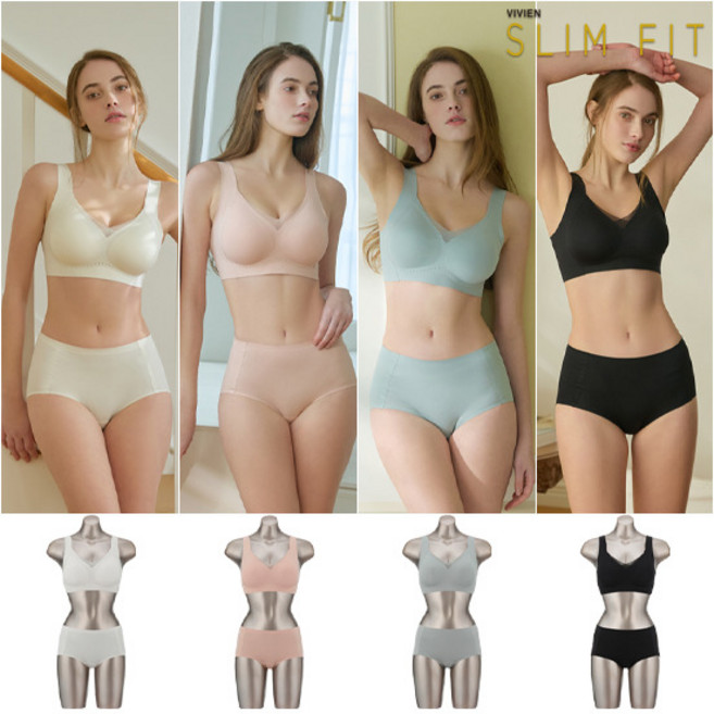 [비비안 슬림핏] 26SS 비비안 SLIMFIT 아쿠아X 퓨징 브라팬티 4세트