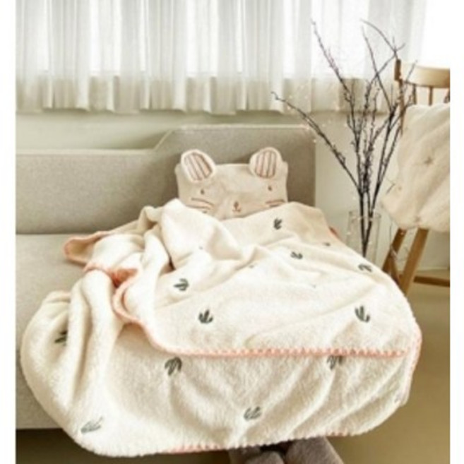 자수 극세사 밍크 담요 소프트 담요 벤느