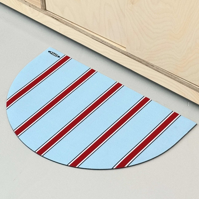 앤시오 빨아쓰는 규조토 발매트 반원형, 스카이블루앤레드