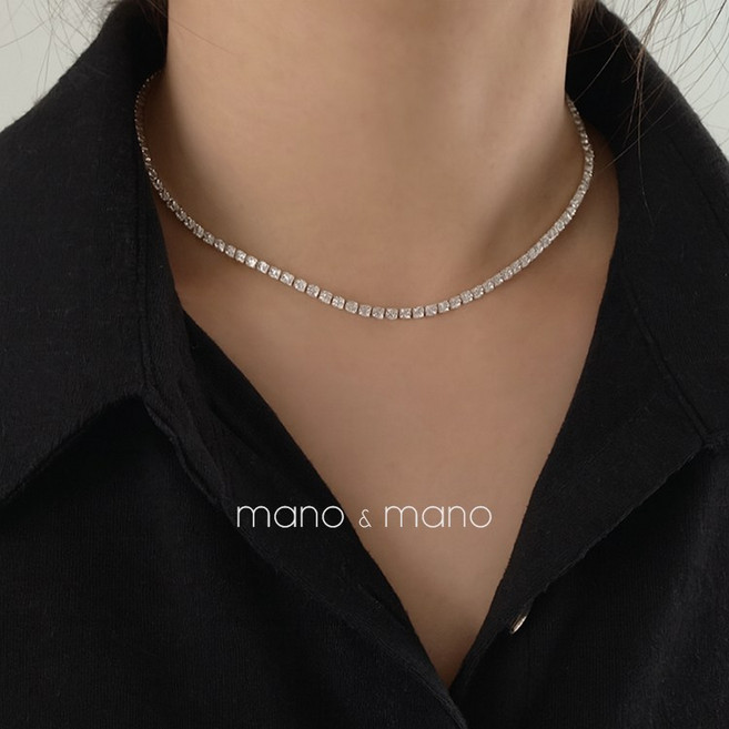 마노앤마노 심플 초커 3mm 큐빅 테니스 목걸이