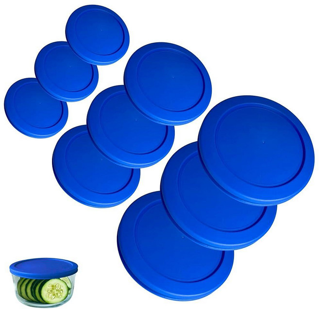 2 4 7컵 터키석 블루 레드 교체용 뚜껑/커버 Pyrex Anchor Hocking 및 KlareWare 보관 그릇용 *뚜껑만 유리 용기 미포함* (3팩 *각 사이, 9 Pack