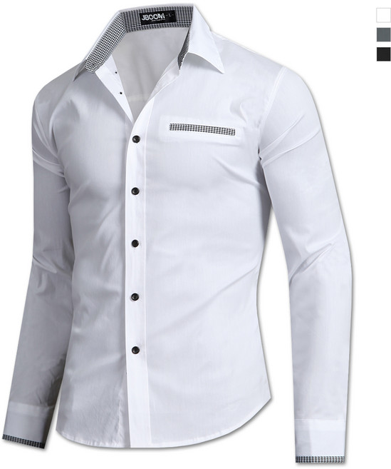 제이붐 남성용 하운드배색 면스판 긴팔 셔츠 ST47