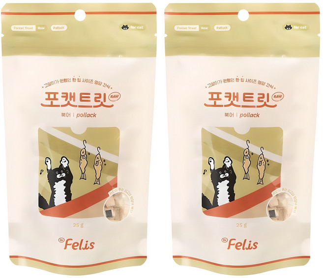닥터펠리스 포캣트릿 고양이 간식, 북어, 25g, 2개