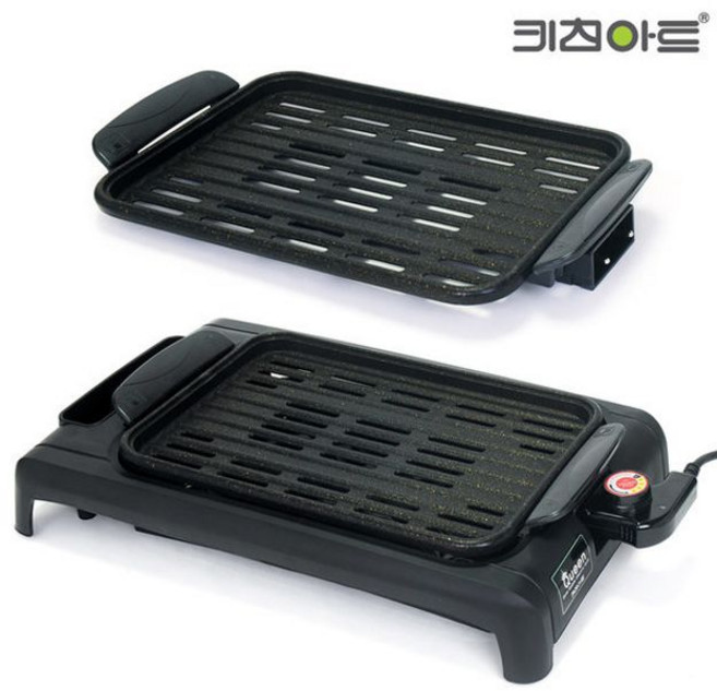 키친아트 전기그릴 퀸골드 불판 삼겹살 고기 스테이크 캠핑그릴/숯불바베큐그릴/고기불판/삼겹살전기그릴/가스그릴/석쇠/전기그릴팬/캠핑용품/와이드그릴/생선구이전기그릴, 단일 모델명/품번