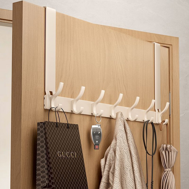 DASHAN 무타공 도어후크 옷걸이 행거, 1개, 49cm 흰색