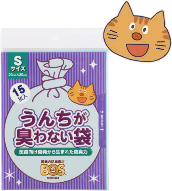 BOS 보스 고양이 냄새차단 화장실 모래 배변봉투 S사이즈, 1개, 하늘색