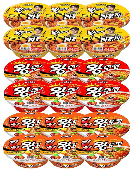 팔도 왕뚜껑 라볶이 130g x6개+왕뚜껑 110g x6+김치왕뚜껑 x6, 18개