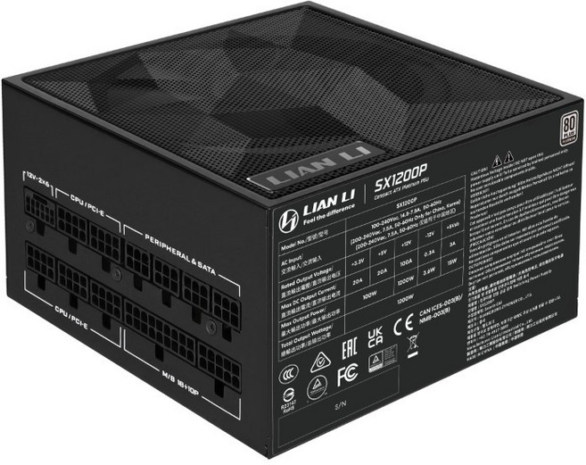 聯力 LIAN LI SX1200P 1200W 80 PLUS Platinum ATX3.1 PCIE5.1 全模組電源供應器, SX1200P.B 黑色