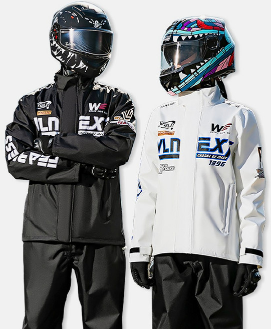 couyor 남자우비 오토바이우의 상하의세트 바이크비옷 히든 신발커버 남여공용, 화이트