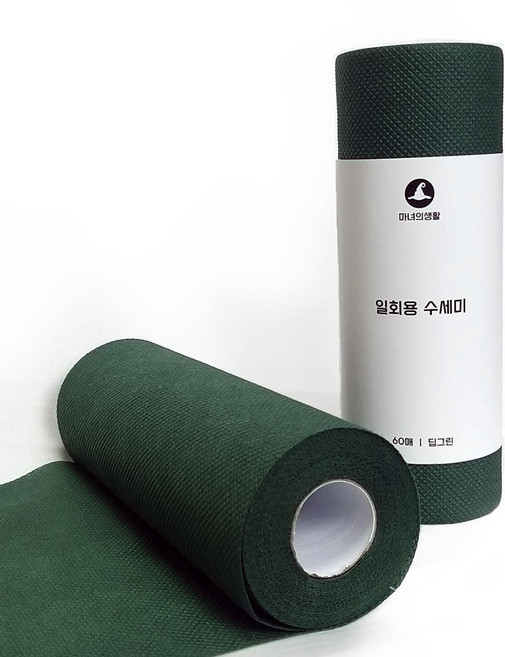 마녀의생활 일회용 수세미 롤형, 2개, 60개입, 그린