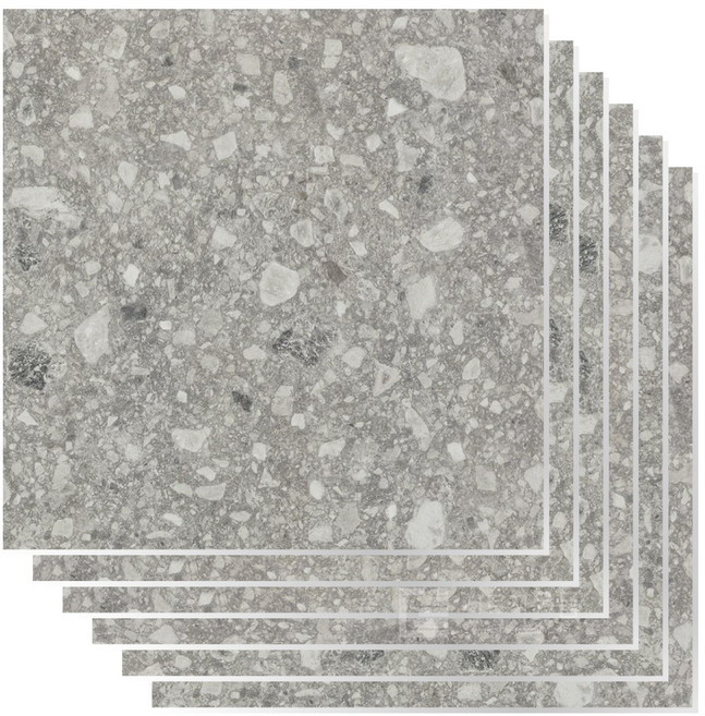 HD현대시트 접착식 정사각 PVC 바닥타일 두꺼운 3mm 데코타일 30X30cm 한국산, 6개, 그레이 테라죠 무광 (HDJ-013)