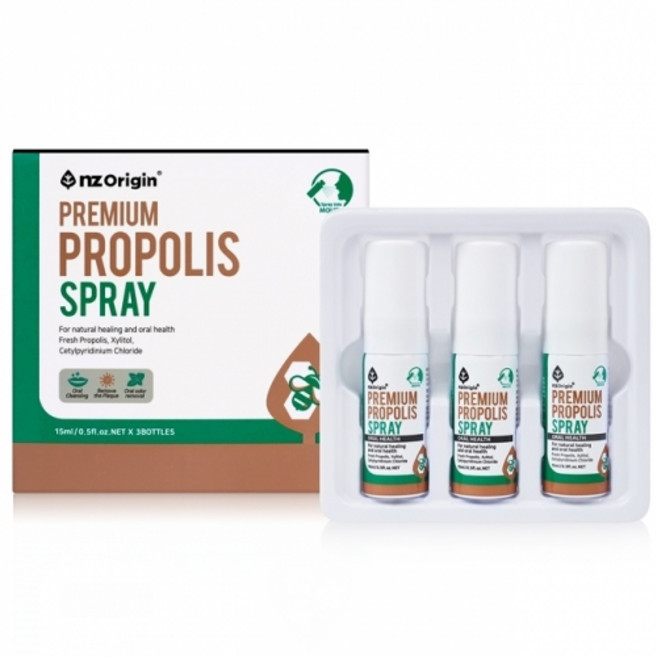엔젯오리진 프리미엄 프로폴리스 스프레이 구강청결 구취제거제 3개입, 45ml, 1박스