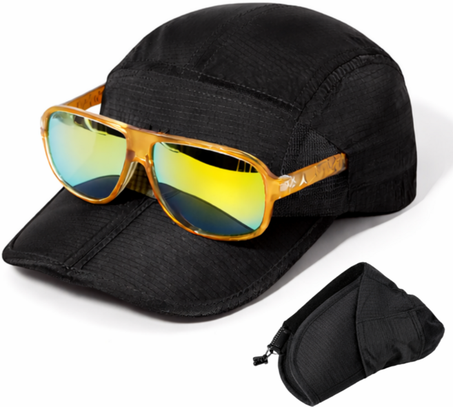 다온미 안경쓰는 러닝 모자 접이식 선캡, 1개, 블랙