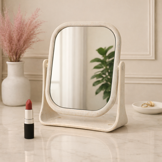 ETCM 사각형 탁상용 회전 거울, 아이보리