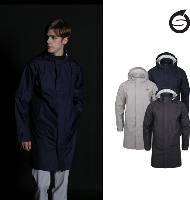 선덜랜드 남성 롱 사파리 골프비옷/레인코트 - SLM3ARC103, 라이트그레이, 95, 라이트그레이