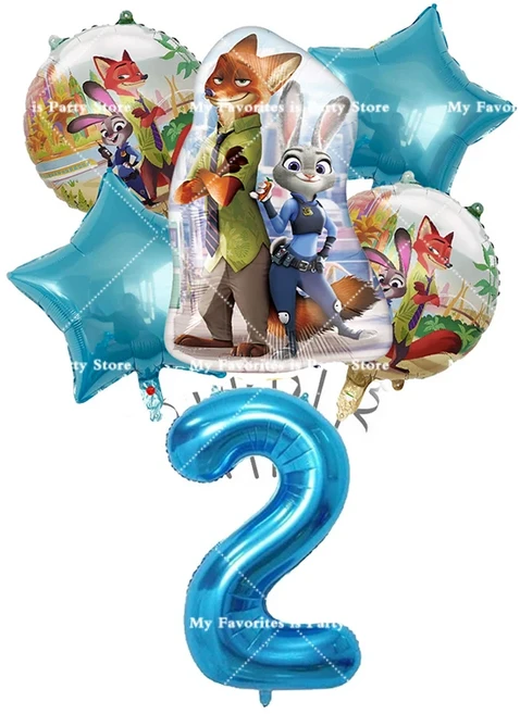 올스토어 주토피아 테마 호일 숫자 풍선 세트 애니메이션 영화 키즈 주디 토끼 파티 장식 크리스마스 품, 19 NO.2