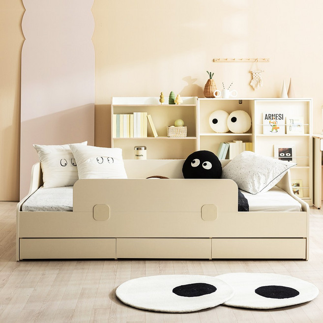 소르니아 뉴수플레 서랍형 어린이 수납 슈퍼싱글 침대 (안전가드 포함), 02.침대+안전가드+오이에코15cm매트