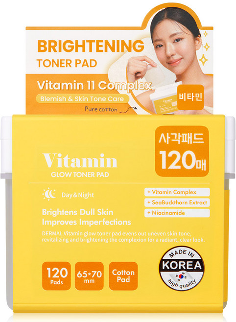 더말 비타민 글로우 토너패드 미백 겉기미 개선, 1개