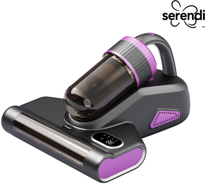 SERENDI UV 무선 침구 청소기 진드기 청소기 8000Pa, 그레이