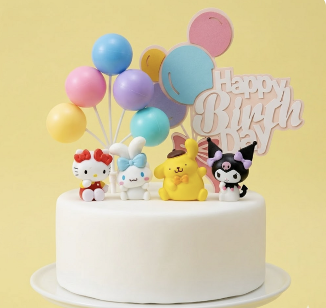 메리멜팅 시나모롤 생일 장식 해피벌스데이 토퍼 쿠로미 마이멜로디, 1개