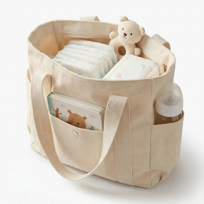 기저귀가방 가벼운 캔버스 아이보리
