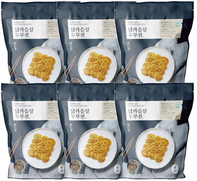 [샐러드보울] 닭가슴살 두부전 6팩 (저염냉동요리), 6개, 500g