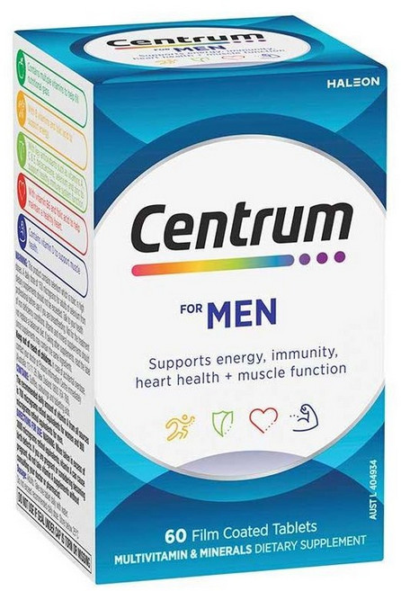 뉴질랜드 센트륨 CENTRUM FOR MEN 포 맨 남성 멀티비타민, 60정, 5개