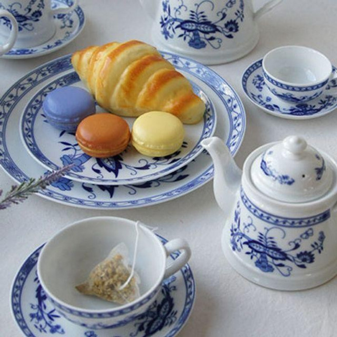 독특한 패턴 쯔비벨무스터 코발트블루 티 시리즈, 에스프레소잔+받침, 1개