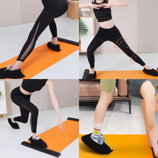 도매창고 슬라이드 보드 슬라이딩 매트 무소음 런닝 유산소 다리찢기 코어 복근 운동 스케이트 운동기구 하체밸런스, 블랙, 1개