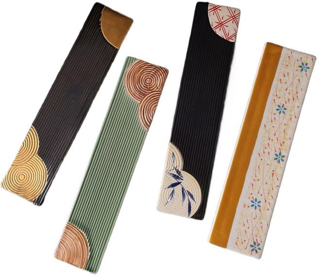 초밥 오마카세 플레이트 도자기 직사각 스끼다시 뷔페용, 13.5인치 플리츠 롱 플레이트, 기본 구성품, 1개