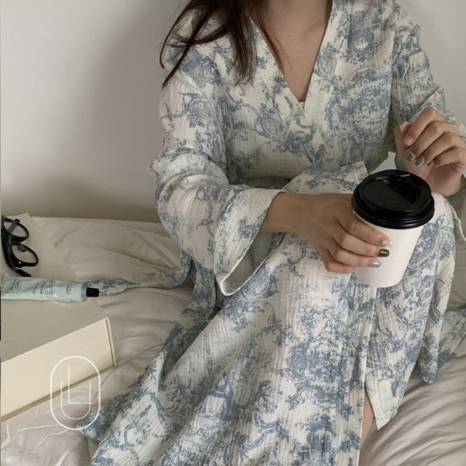 라윈느 뜨왈 코튼 로브 가운 샤워 골프 커플 거즈면