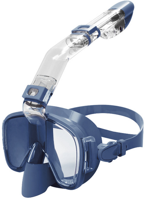 인피아 스노쿨링 마스크 스노쿨링 세트 듀얼 글라스, 네이비