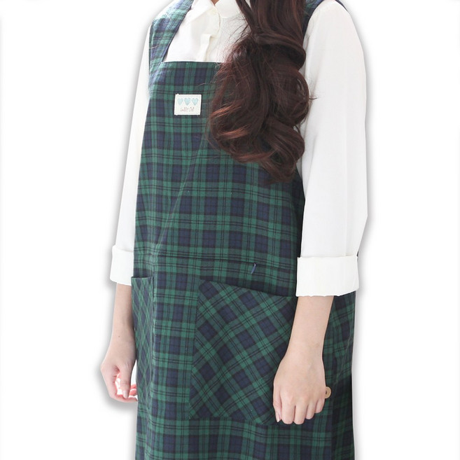 스퀘어체크 앞치마 2color, 1개, 그린
