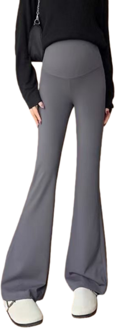 Makone 임부 솔리드 하이웨이스트 힙업 심플 캐주얼 부츠컷핏 바지